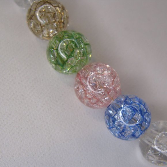 Translucent Pastel Crackle Bead Necklace 21" L - Picture 3 of 6